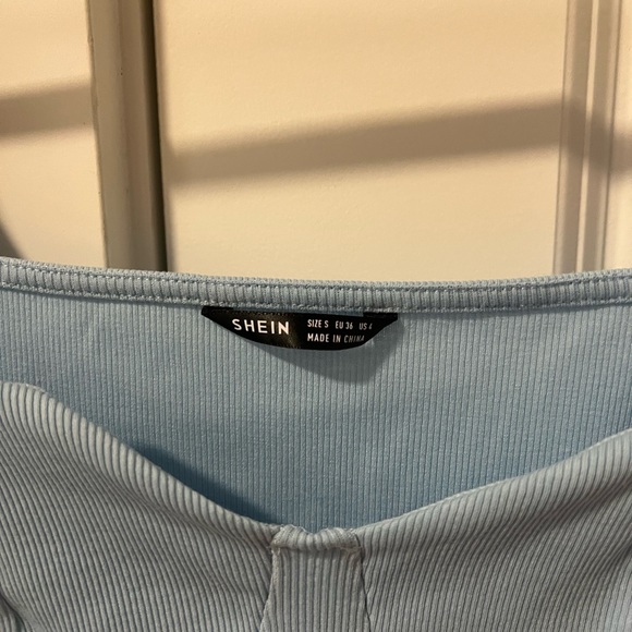 Shein Blue Cropped Long Sleeve Shirt - Picture 2 of 3